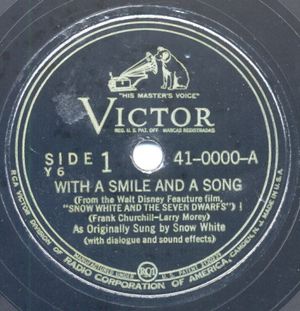 Songs from Walt Disney’s Snow White and the Seven Dwarfs (with the same characters and sound effects as in the film of that titl