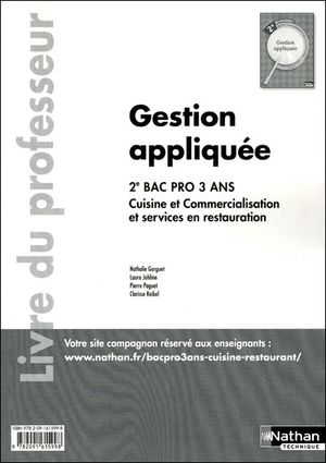 Gestion appliquee 2eme bac pro cuisine/restaurant professeur 2011