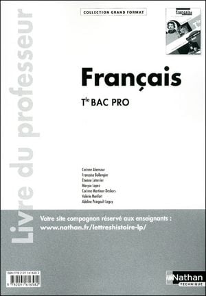 Francais term bac pro (grand format) professeur 2011