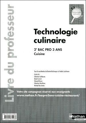 Technologie culinaire 2e bac pro cuisine livre du  professeur 2011