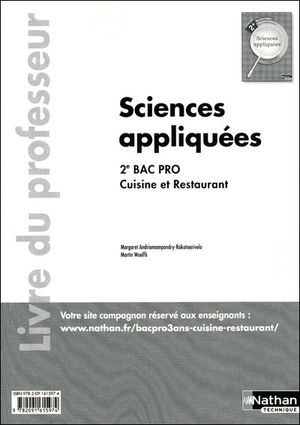 Sciences appliquees 2eme bac pro cuisine et restaurant professeur 2011