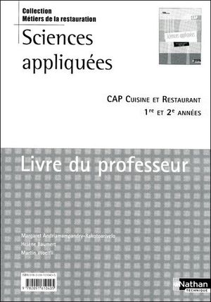 Sciences appliquees - cap cuisine et restaurant - professeur - 2009