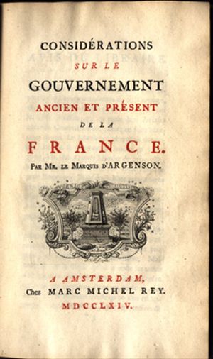 Considérations sur le gouvernement ancien et présent de la France
