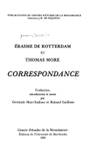 Erasme de Rotterdam et Thomas More : correspondance
