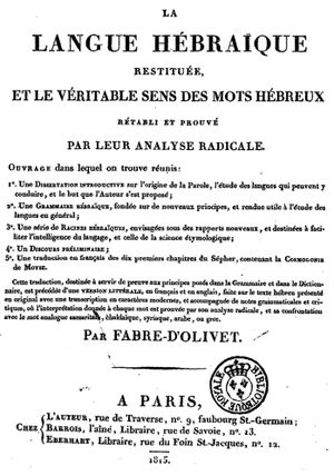 La langue hébraïque restituée et le véritable sens des mots hébreux rétabli et prouvé par leur analyse radicale