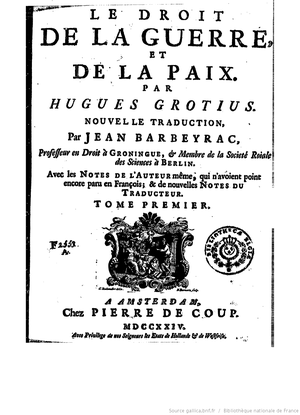 Du droit de la guerre et de la paix