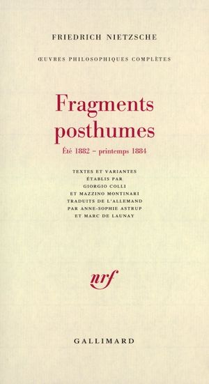 Fragments posthumes. Été 1881 – printemps 1882