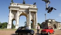 Team challenge at the Arch of Peace