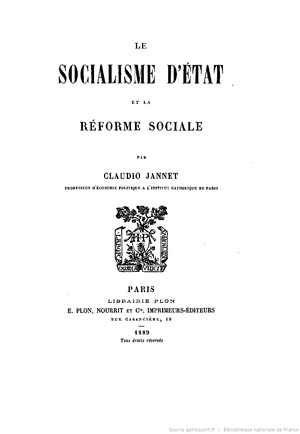 Le socialisme d'État et la réforme sociale