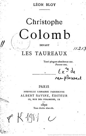 Christophe Colomb devant les taureaux