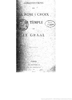 Constitution de la Rose-Croix : le Temple et le Graal