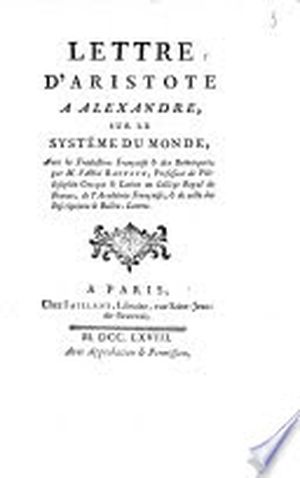 Lettre d'Aristote à Alexandre sur le monde