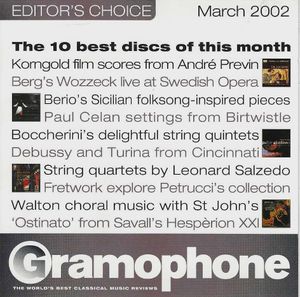 Gramophone Editor's Choice, March 2002