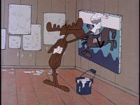 Rocky & Bullwinkle - Painting Theft (3) - Portrait of a Moose or Bullwinkle Gets the Brush