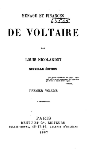 Ménage et finances de Voltaire