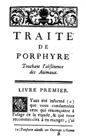 Traité de Porphyre touchant l'abstinence de la chair des animaux