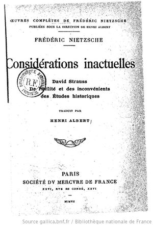 Considérations inactuelles