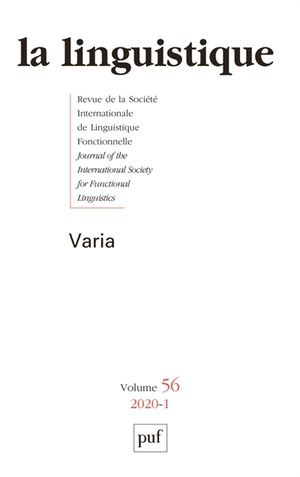 Linguistique (La), n° 1 (2020)