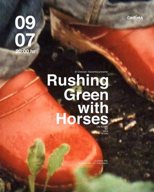 Rasendes Grün mit Pferden