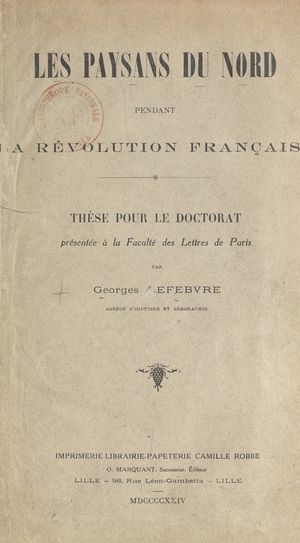 Les Paysans du Nord pendant la Révolution française