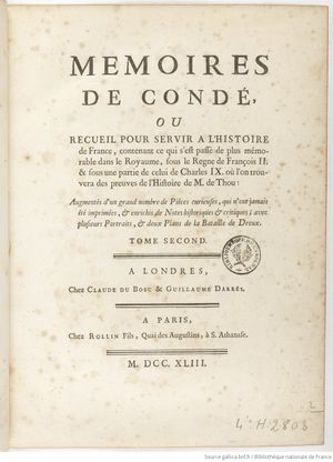 Mémoires de Condé - Tome Second