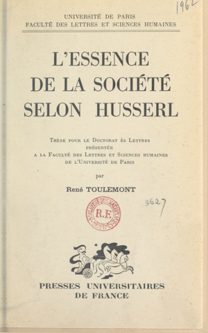 L'essence de la société selon Husserl