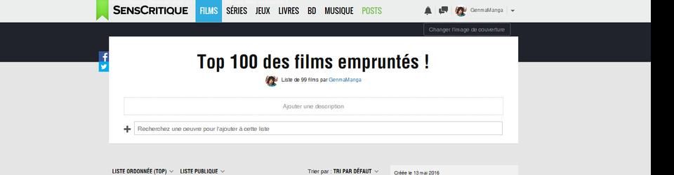 Cover Top 100 des films empruntés !